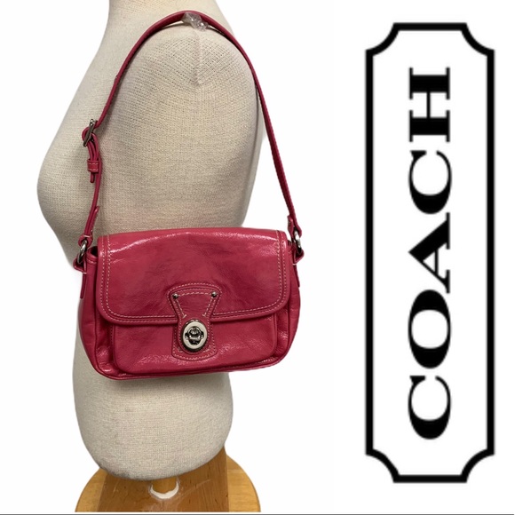 Coach Handbags - Coach Pink Patent Turnlock Closure Shoulder Bag